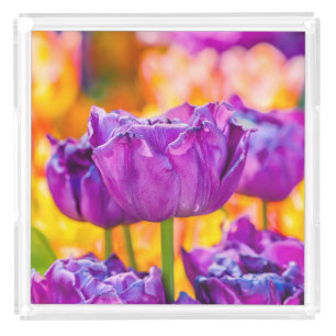 Tulips Enchanting Purple Acrylic Tray
