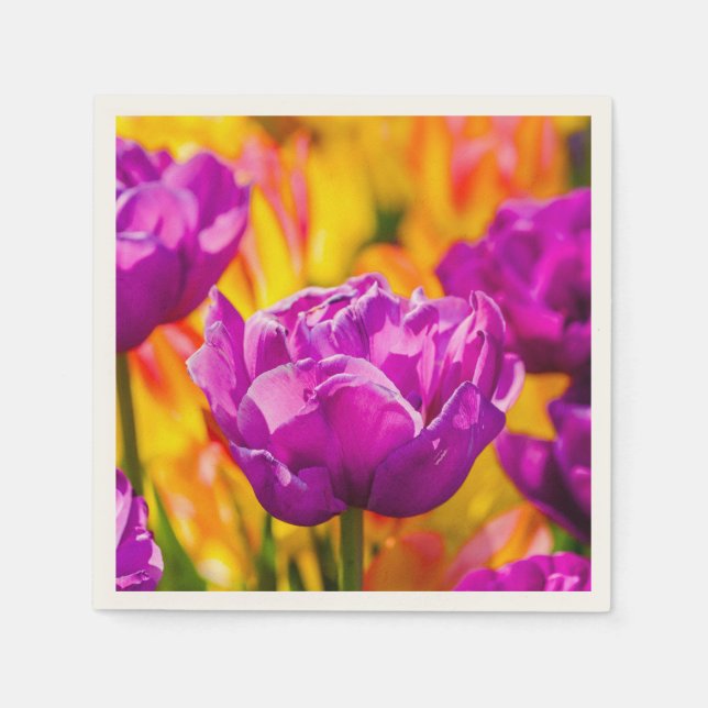 Tulips Enchanting Violet Paper Napkins (Front)