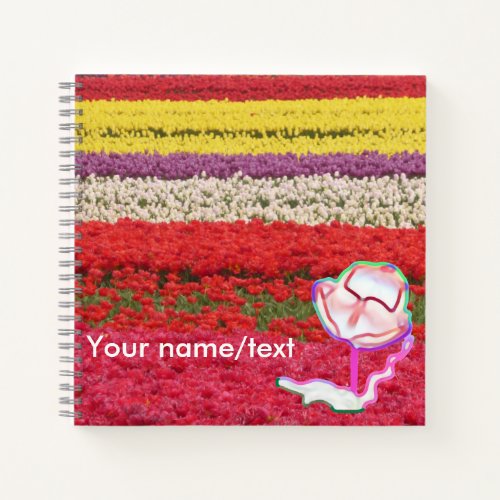 Tulips Field Cust Text Square Notebook