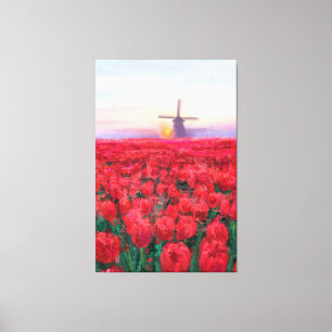 Tulips Field - Landscape - Spring in Netherland Canvas Print