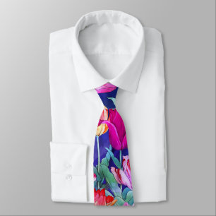 Tulips field neck tie