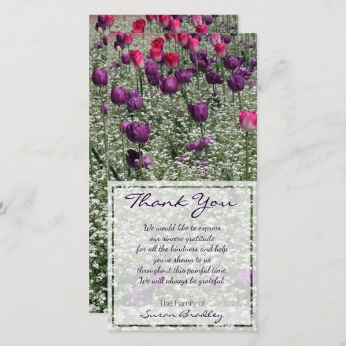 Tulips Field Sympathy Thank You Photo card