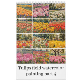 Tulips field watercolor painting 4 calendar