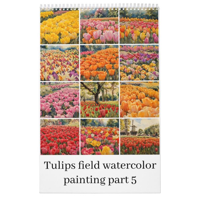 Tulips field watercolor painting 5 calendar (Cover)