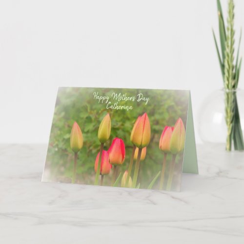 Tulips Floral Photo Personalized Mothers Day Card