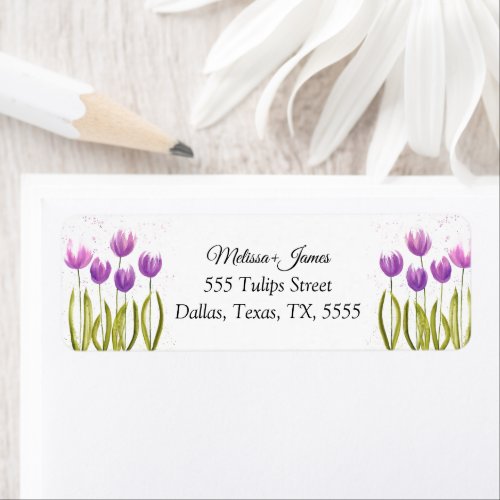 Tulips Floral Watercolor Wedding Return Address Label