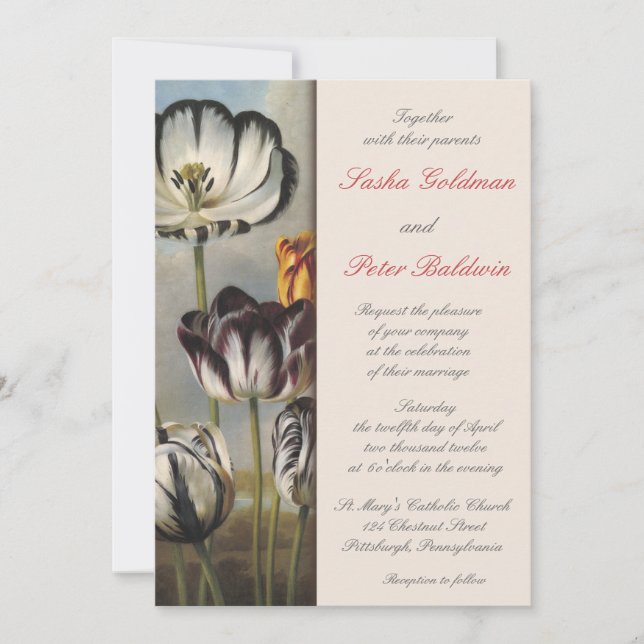 Tulips Floral Wedding Invitation (Front)