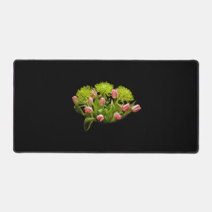 Tulips Flower Arrangement Black Background Desk Mat