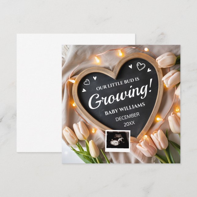 Tulips Flower Baby Announcement for Social Media (Front/Back)