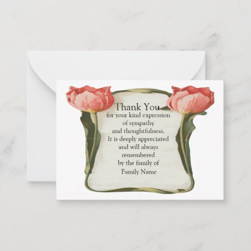 Tulips Flower Frame After Funeral Thank You Card