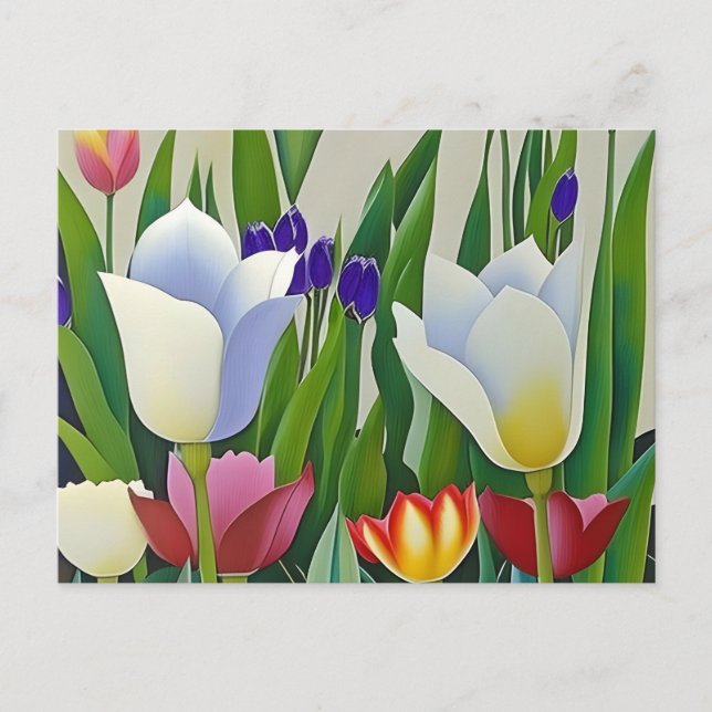 Tulips, flowers, postcard for postcrossing (Front)