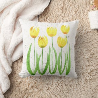 Tulips flowers watercolor yellow elegant girly