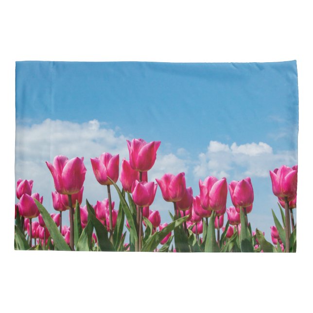 Tulips Garden Clouds Banner Pillow Case (Back)
