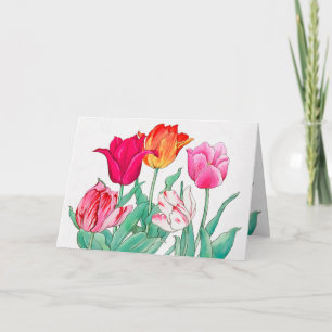 Tulips Garden Happy Birthday Card
