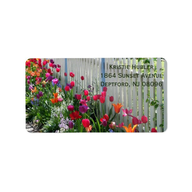 tulips garden photo customizable address label (Front)