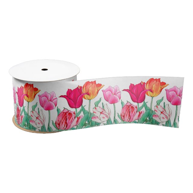 Tulips Garden Satin Ribbon (Spool)