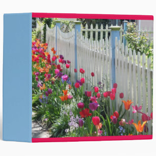 Tulips garden white picket fence Avery binder