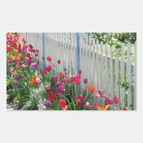 Tulips garden white picket fence photo sticker