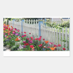 Tulips garden white picket fence photo sticker