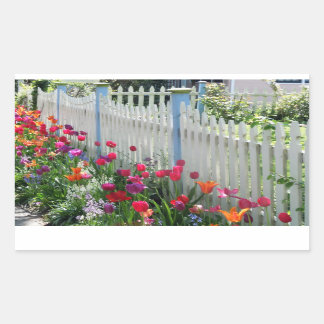 Tulips garden white picket fence photo sticker