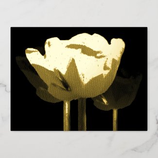 Tulips Gold Foil Holiday Postcard