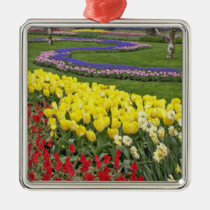 Tulips, Grape Hyacinth, and Daffodils, Metal Ornament