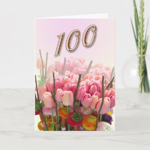 tulips Happy 100th Birthday Greeting Card