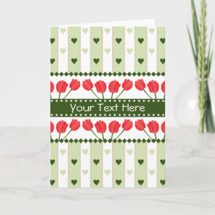 Tulips & Hearts greeting card, customize Holiday Card