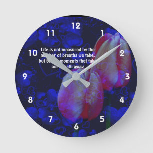 Tulips Hearts Life Attitude Inspirational Quote Round Clock