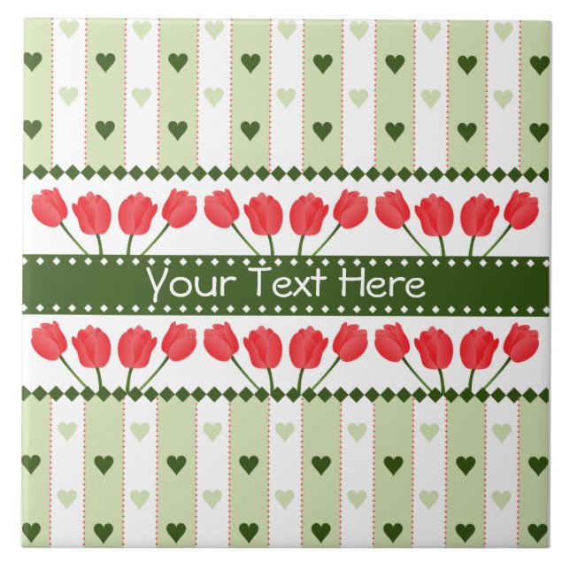 Tulips & Hearts tile, customize Tile (Front)