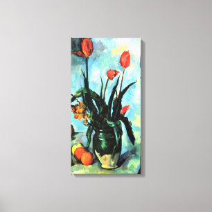 Tulips in a Vase by Paul Cezanne, Vintage Art Canvas Print