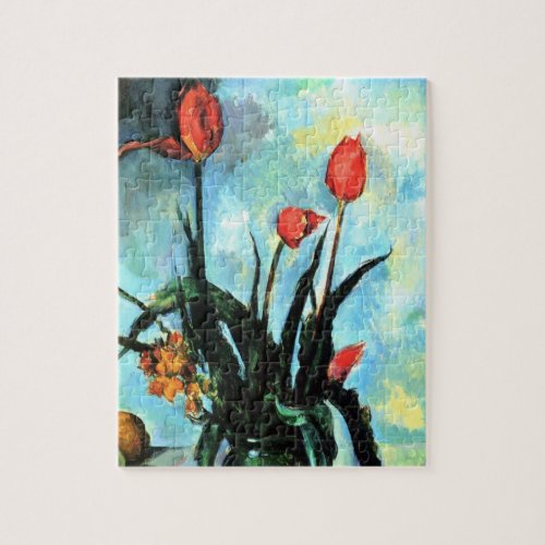 Tulips in a Vase by Paul Cezanne Vintage Art Jigsaw Puzzle