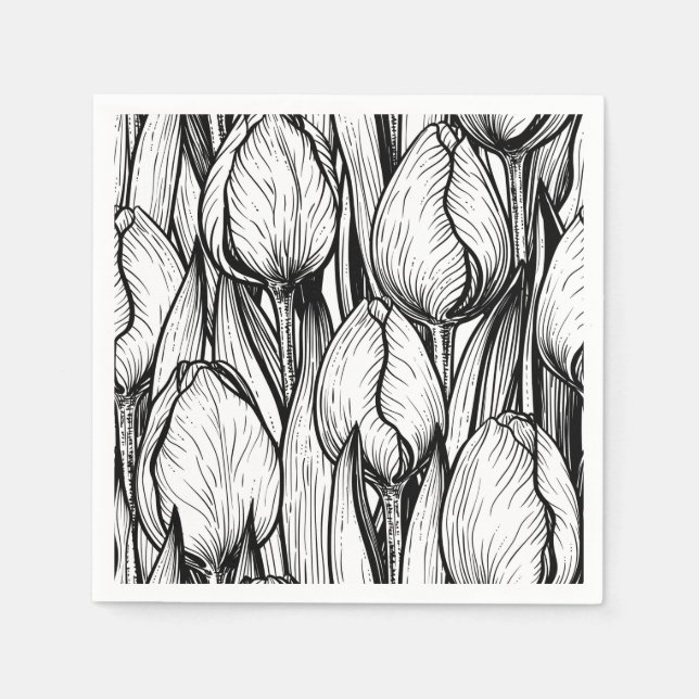 Tulips in black and white napkins (Front)