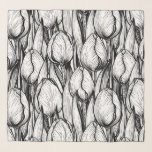 Tulips in black and white scarf<br><div class="desc">Hand drawn vector pattern with tulips in black and white</div>