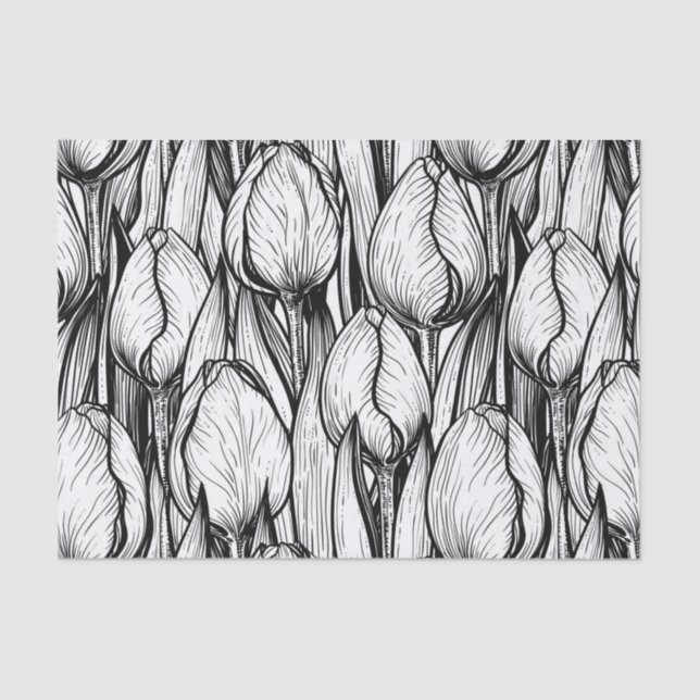 Tulips in black and white tissue paper (Front)