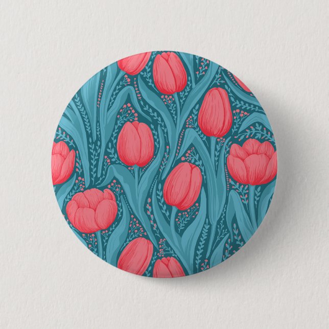 Tulips in blue and red button (Front)