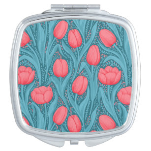 Tulips in blue and red compact mirror