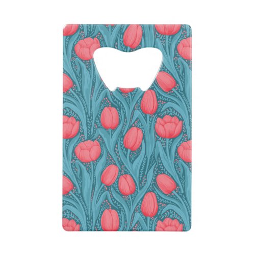 Tulips in blue and red credit card bottle opener