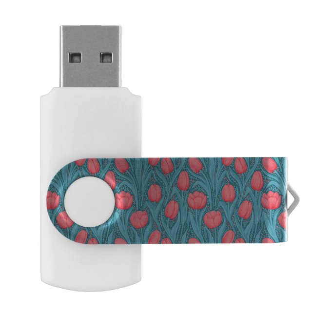 Tulips in blue and red flash drive (Opened)