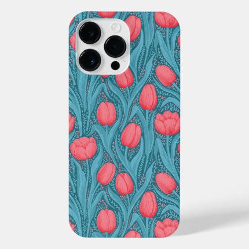Tulips in blue and red iPhone 14 pro max case