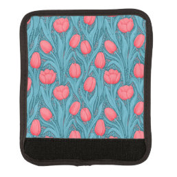 Tulips in blue and red luggage handle wrap