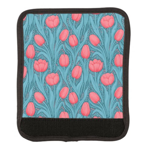 Tulips in blue and red luggage handle wrap