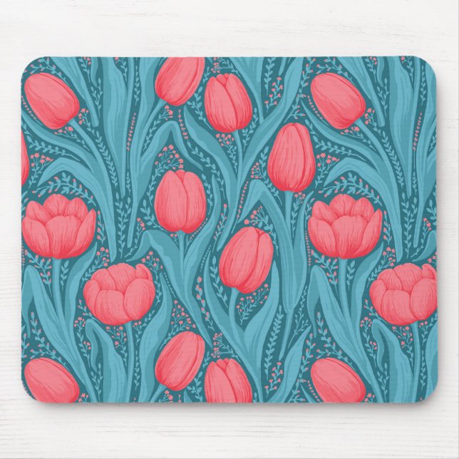 Tulips in blue and red mouse pad (Front)