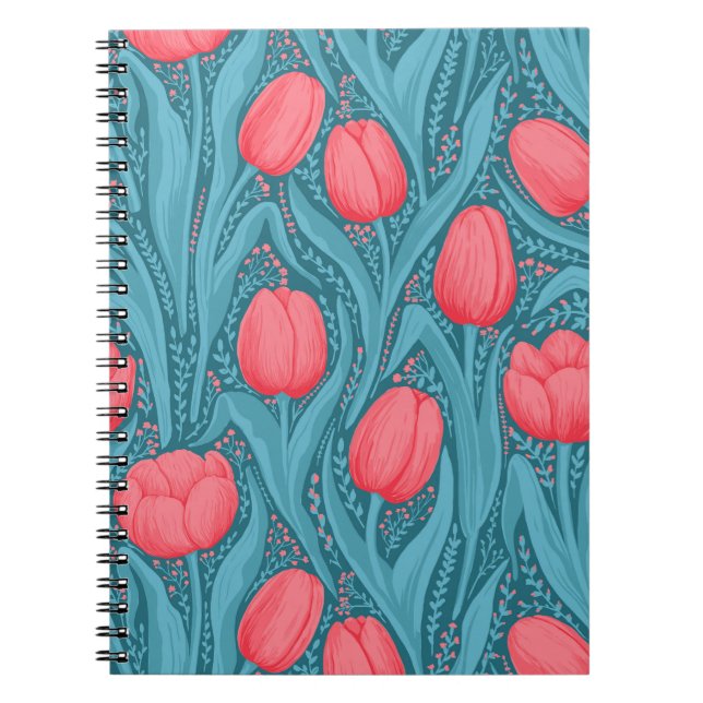 Tulips in blue and red notebook (Front)