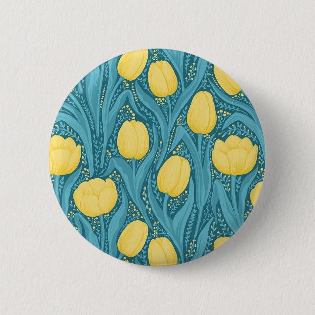 Tulips in blue and yellow button (Front)
