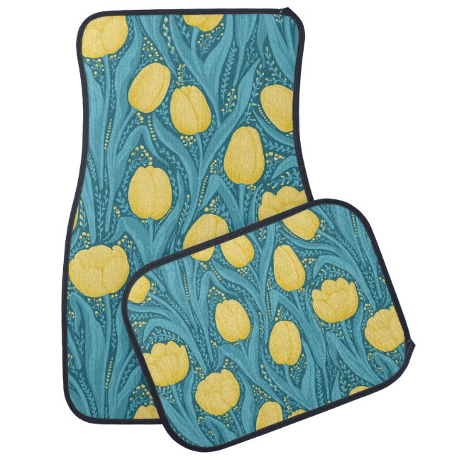 Tulips in blue and yellow car floor mat (Set)