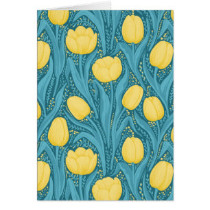 Tulips in blue and yellow cards