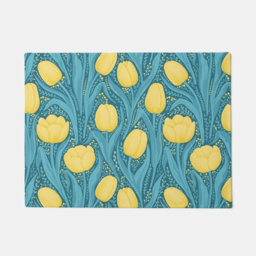 Tulips in blue and yellow doormat