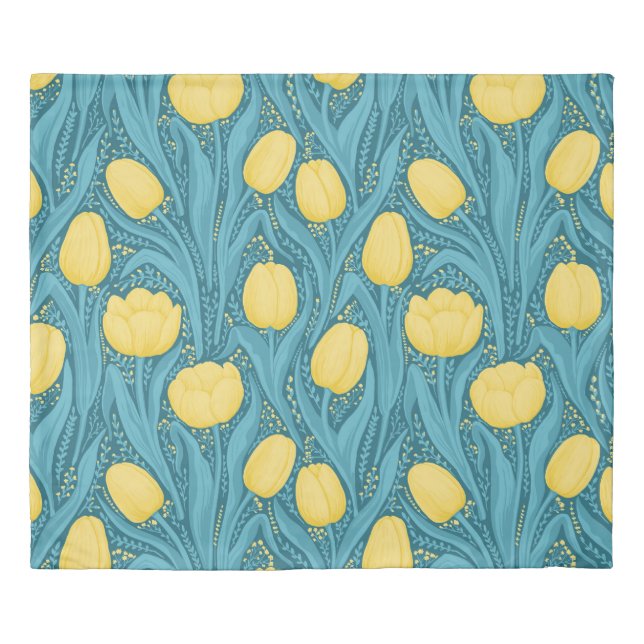 Tulips in blue and yellow duvet cover (Front)