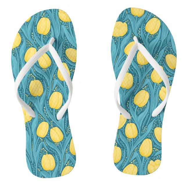 Tulips in blue and yellow flip flops (Footbed)